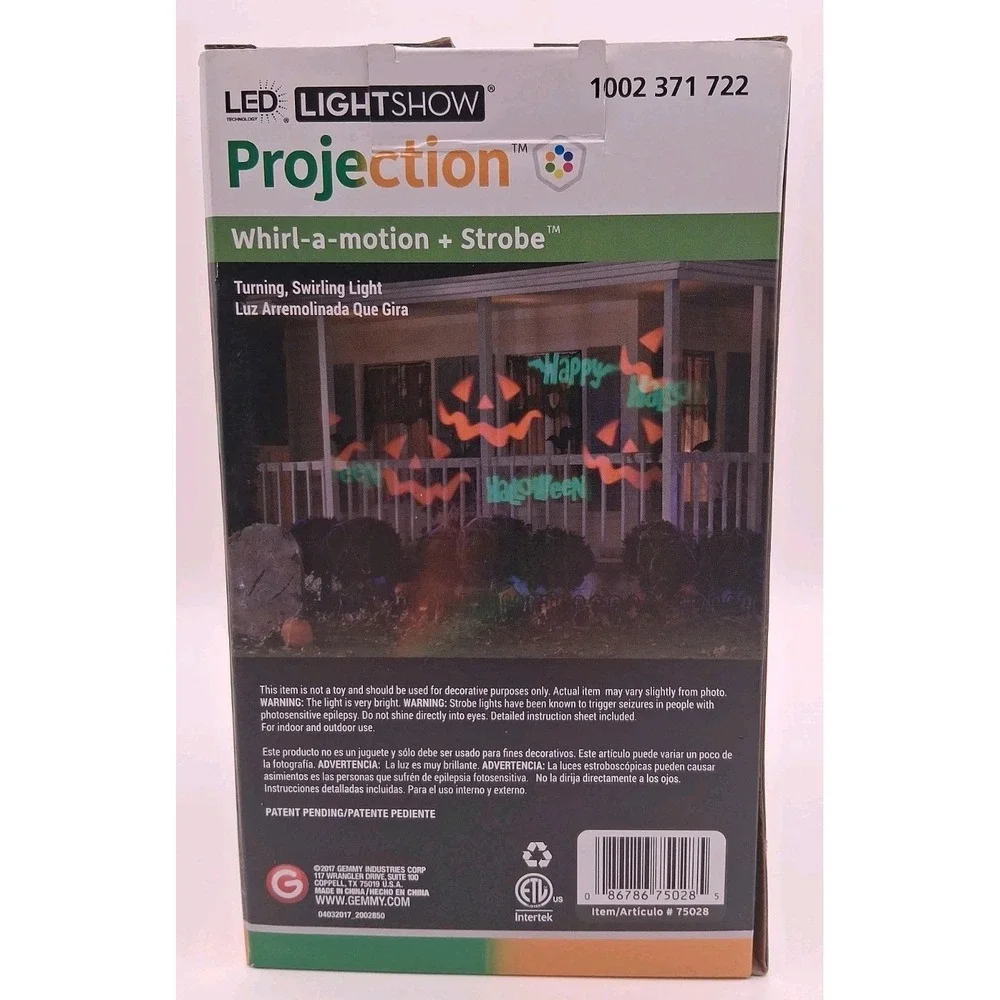 Gemmy LED Lightshow Projection Halloween Whirl A Motion + Strobe New In Box